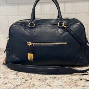 Marc Jacobs Navy Satchel with Gold Hardware